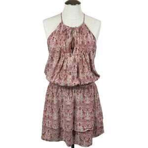 Women's Joie Terracotta Pink Jossa Snake Print Elastic Waist Silk Mini Dress M‎